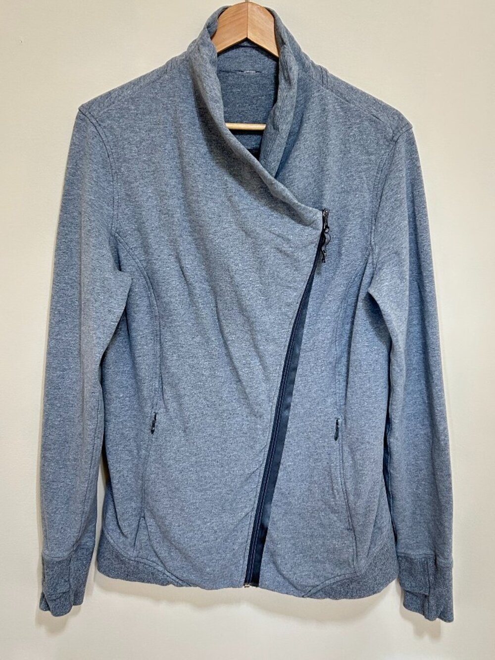 Lululemon Athletica Asymmetrical Zip Up Jacket Heathered Gray Size 12